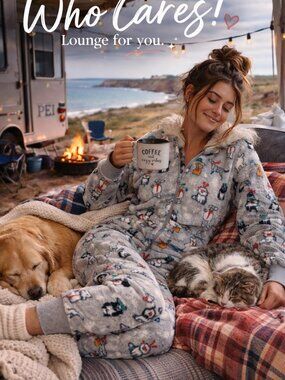 Secret Treasures Dog Hooded Onesie NWT Cozy Lounge PEI Coastal Holiday Size S